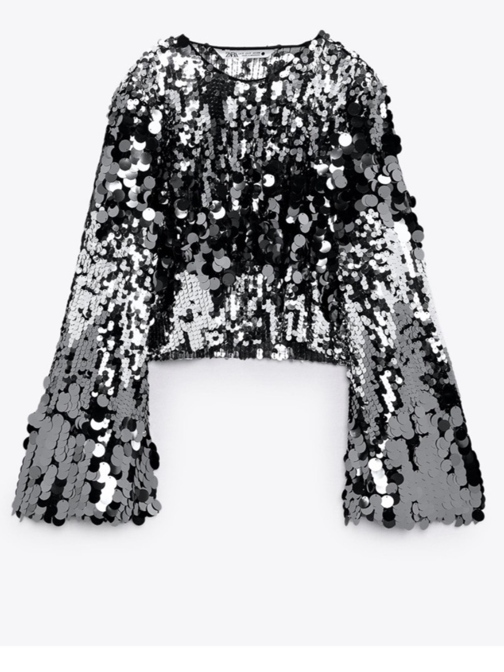 New Zara Silver Sequin cropped top limited edition disco blogger fave statement